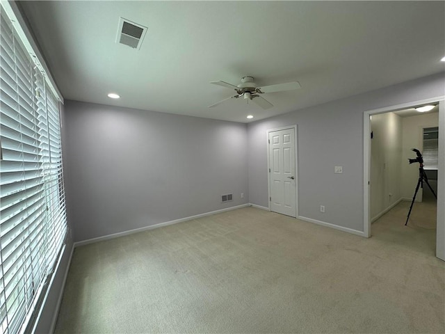810 Doe Hill Ln, Roswell, GA 30075 - unfurnished bedroom featuring light carpet, recessed lighting, and a ceiling fan