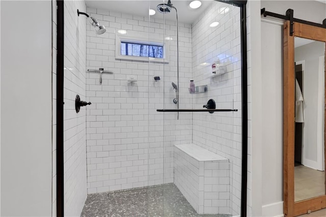 bathroom featuring walk in shower