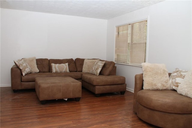 living room with wood finished floors and baseboards