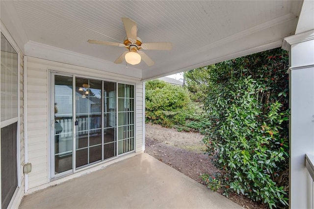 view of patio / terrace featuring ceiling fan