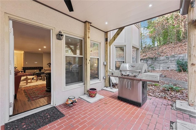 view of patio / terrace featuring a grill