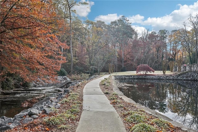 exterior space featuring a water view