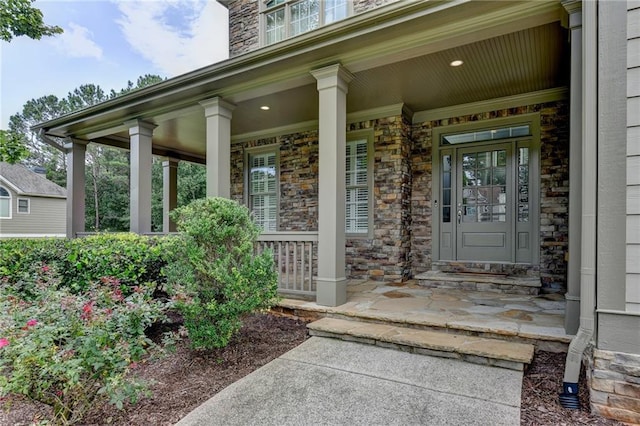 entrance to property with a porch