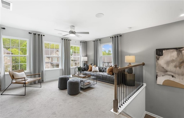 4317 Azalea Ridge Way, Hoschton, GA 30548 - living room with carpet flooring and a ceiling fan