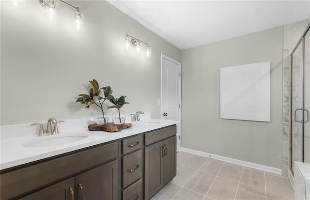 4317 Azalea Ridge Way, Hoschton, GA 30548 - full bath featuring a stall shower, tile patterned flooring, and double vanity