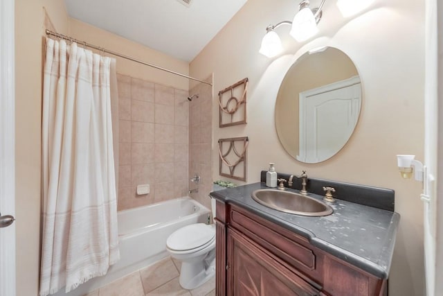 4621 Chartwell Chase Ct, Flowery Branch, GA 30542 - full bathroom with tile patterned floors, vanity, toilet, and shower / bathtub combination with curtain