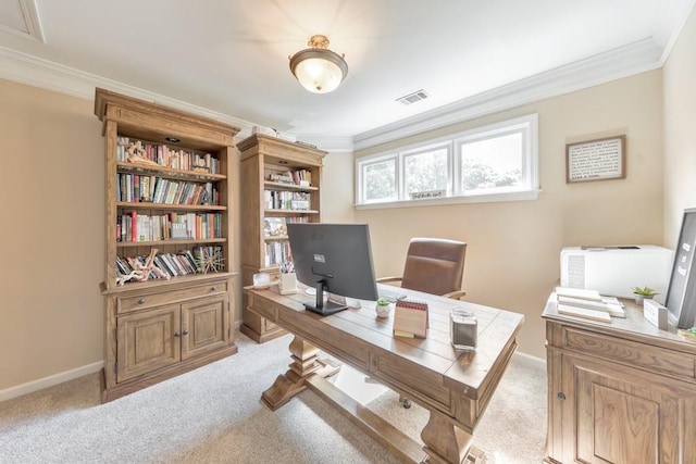 4621 Chartwell Chase Ct, Flowery Branch, GA 30542 - office space featuring crown molding, light carpet, and baseboards