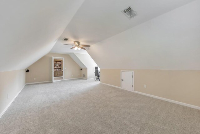 4621 Chartwell Chase Ct, Flowery Branch, GA 30542 - additional living space featuring light carpet, baseboards, vaulted ceiling, and a ceiling fan