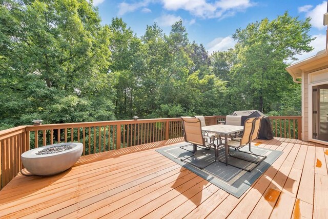 4621 Chartwell Chase Ct, Flowery Branch, GA 30542 - wooden deck featuring outdoor dining space and a grill