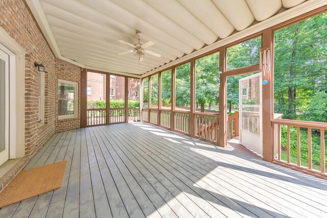 4621 Chartwell Chase Ct, Flowery Branch, GA 30542 - unfurnished sunroom featuring a ceiling fan