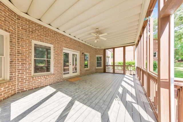 4621 Chartwell Chase Ct, Flowery Branch, GA 30542 - unfurnished sunroom with french doors and a ceiling fan