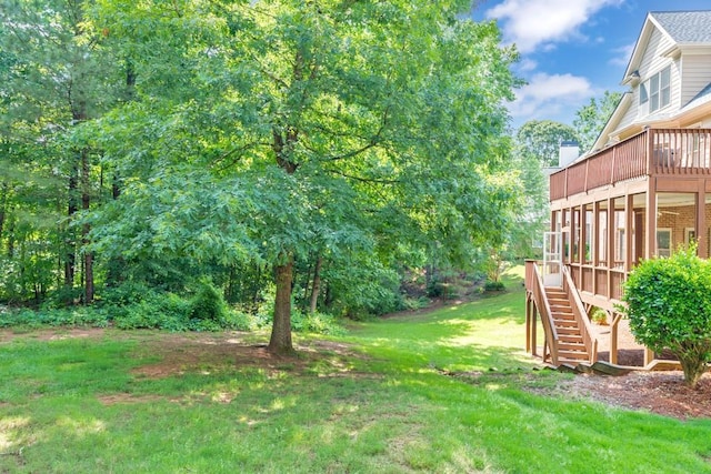 4621 Chartwell Chase Ct, Flowery Branch, GA 30542 - view of grassy yard featuring stairway and a deck