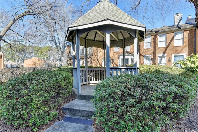 deck featuring a gazebo