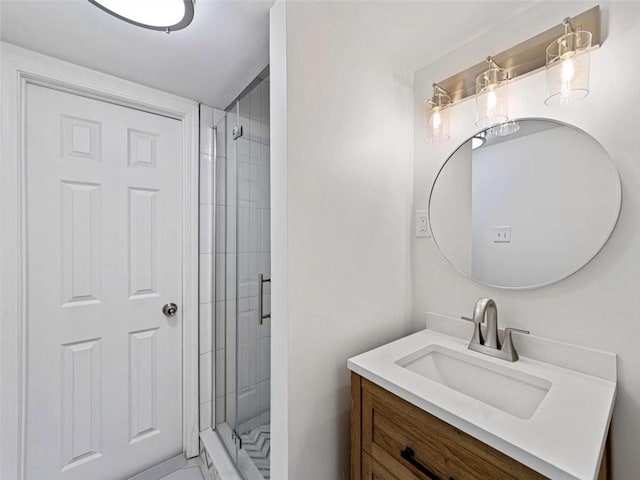 full bath featuring vanity and a stall shower