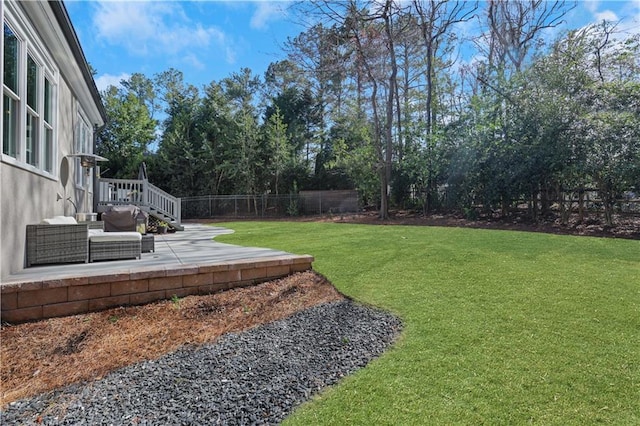 view of yard featuring a patio area and fence