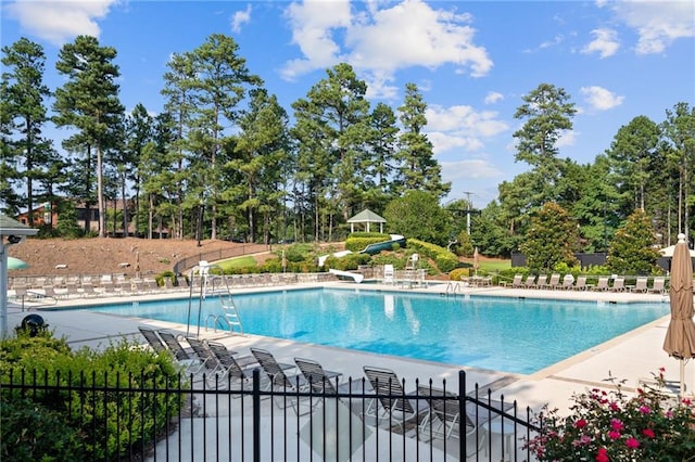 view of pool featuring a patio