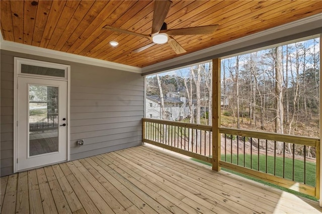 deck featuring ceiling fan