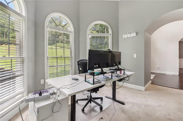 view of carpeted office space