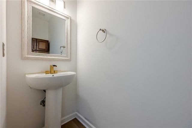 bathroom featuring wood-type flooring