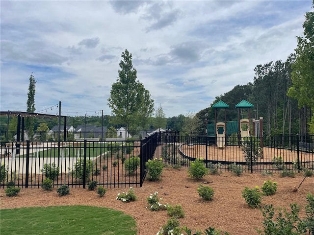 community play area featuring fence