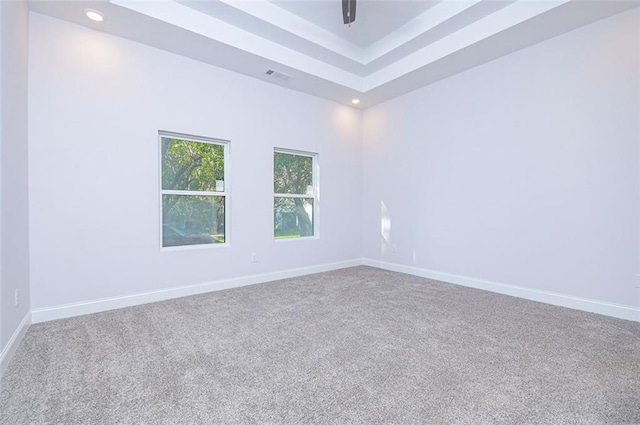 unfurnished room with carpet floors and a high ceiling