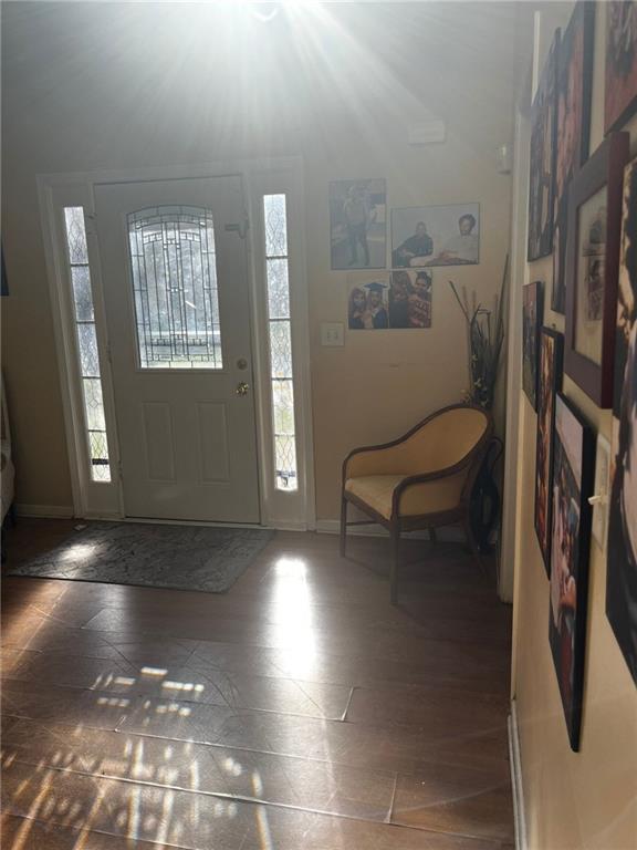 foyer entrance with dark hardwood / wood-style flooring