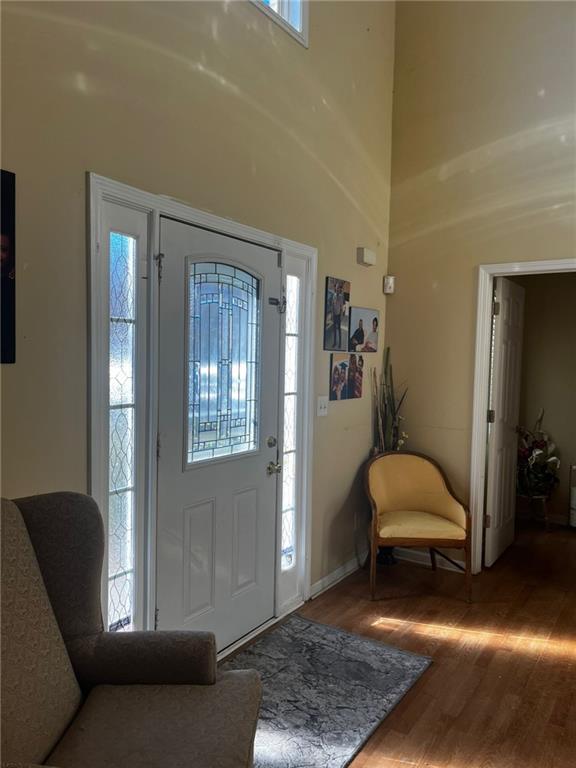 foyer featuring wood-type flooring