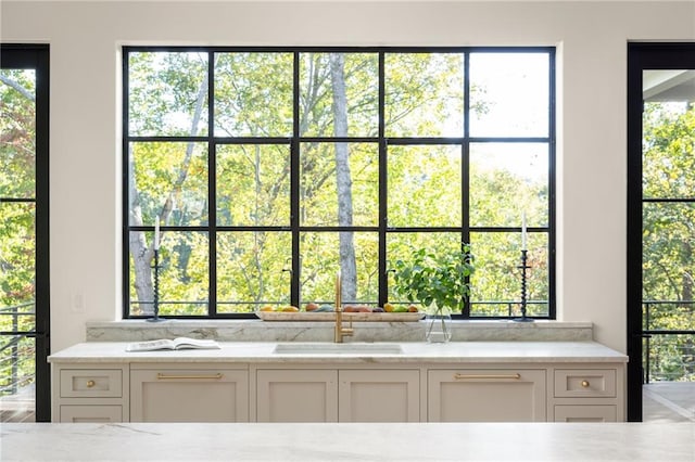 interior space with a healthy amount of sunlight and a sink