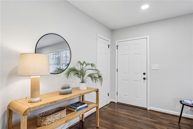 entrance foyer featuring dark wood-type flooring