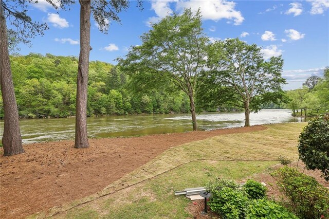 view of yard with a water view