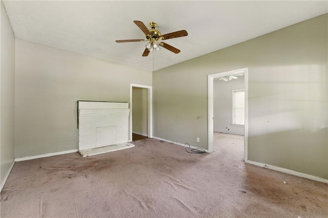 232 Polk Ave, Dallas, GA 30132 - spare room featuring vaulted ceiling, carpet flooring, a ceiling fan, and baseboards