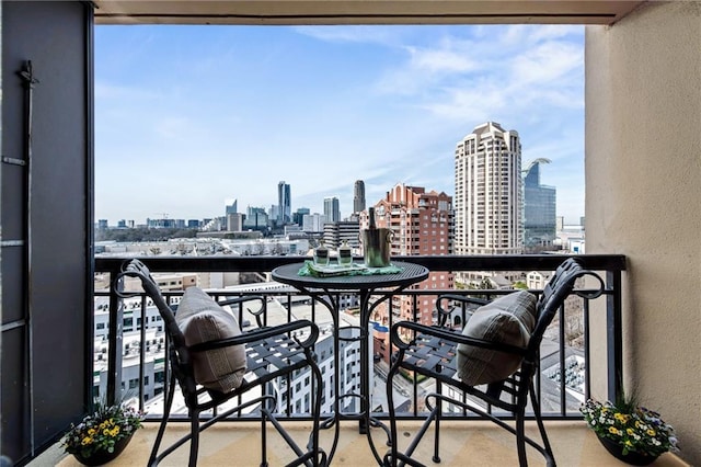 balcony with a view of city