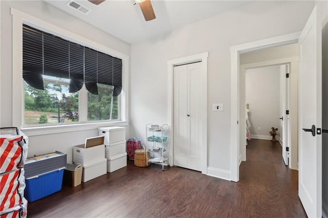 411 Johnson Rd, Locust Grove, GA 30248 - bedroom with wood finished floors and a ceiling fan