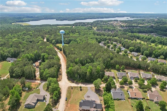 411 Johnson Rd, Locust Grove, GA 30248 - aerial perspective of suburban area with a heavily wooded area and a large body of water