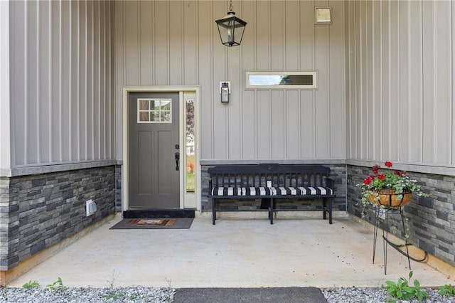 411 Johnson Rd, Locust Grove, GA 30248 - doorway to property featuring stone siding