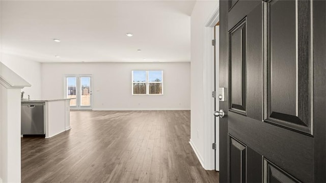 foyer with dark wood-type flooring