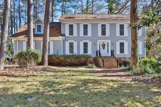 colonial house with a front lawn