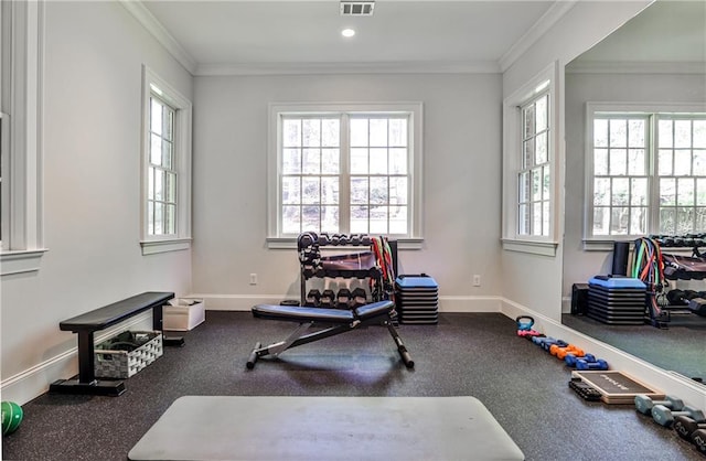 156 Lake Forrest Ln NE, Atlanta, GA 30342 - exercise room featuring baseboards and ornamental molding