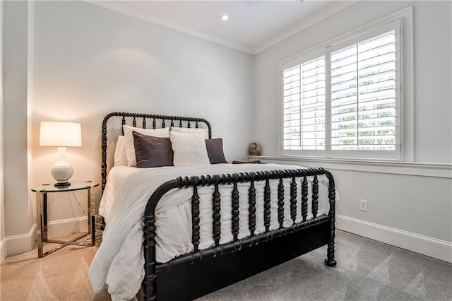 156 Lake Forrest Ln NE, Atlanta, GA 30342 - bedroom featuring carpet, baseboards, ornamental molding, and recessed lighting