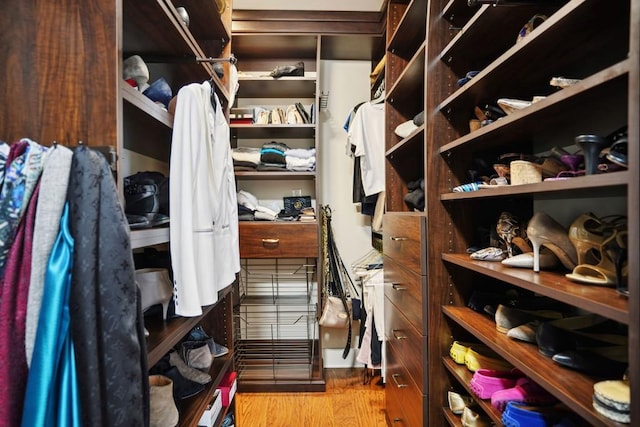 spacious closet with wood finished floors