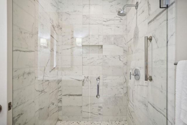 bathroom featuring a stall shower
