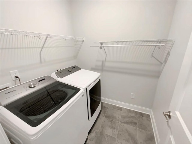 108 Hickory Run, Canton, GA 30115 - laundry area featuring baseboards, laundry area, and washer and dryer