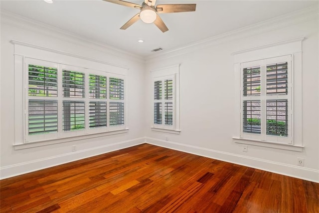 2855 Middlecreek Way Unit 2855, Cumming, GA 30041 - spare room featuring wood finished floors, a ceiling fan, baseboards, crown molding, and recessed lighting