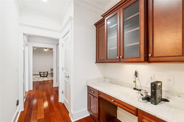 2855 Middlecreek Way Unit 2855, Cumming, GA 30041 - bar with dark wood-style flooring, crown molding, and baseboards