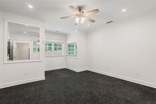 2855 Middlecreek Way Unit 2855, Cumming, GA 30041 - unfurnished room with a ceiling fan, baseboards, recessed lighting, and crown molding