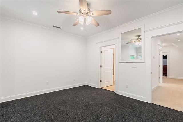 2855 Middlecreek Way Unit 2855, Cumming, GA 30041 - unfurnished bedroom with ornamental molding, carpet, baseboards, a ceiling fan, and recessed lighting