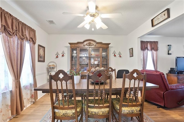 3405 Spring Chase Ln, Ellenwood, GA 30294 - dining space featuring a ceiling fan, light wood finished floors, and a textured ceiling