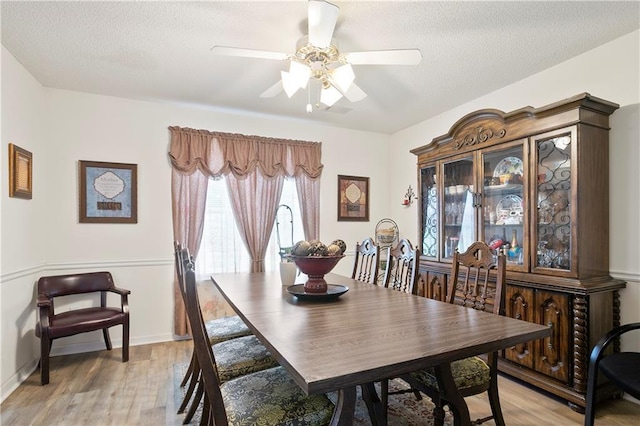 3405 Spring Chase Ln, Ellenwood, GA 30294 - dining area with a ceiling fan, light wood-style flooring, and a textured ceiling