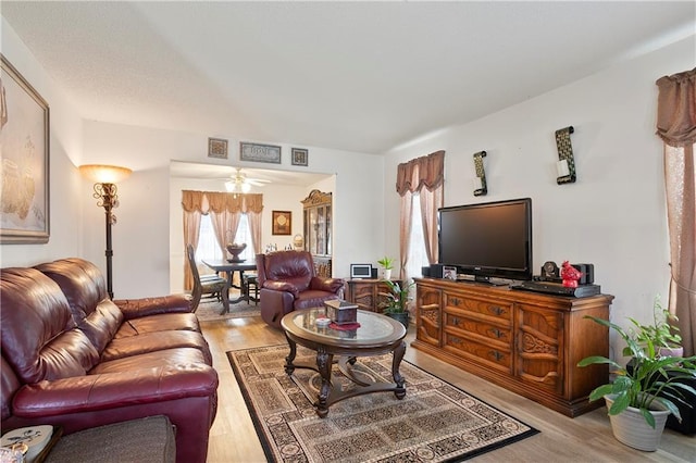 3405 Spring Chase Ln, Ellenwood, GA 30294 - living room with light wood-style floors and ceiling fan