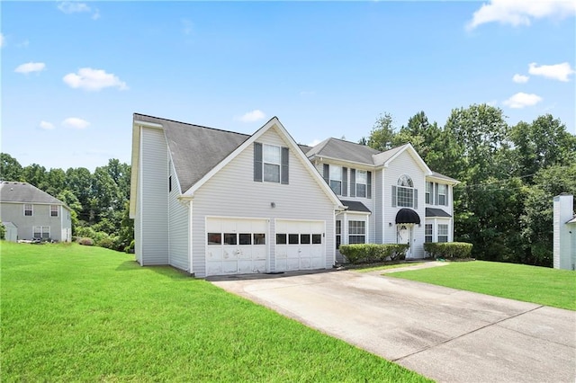 3405 Spring Chase Ln, Ellenwood, GA 30294 - view of front of house featuring concrete driveway, a front yard, and a garage